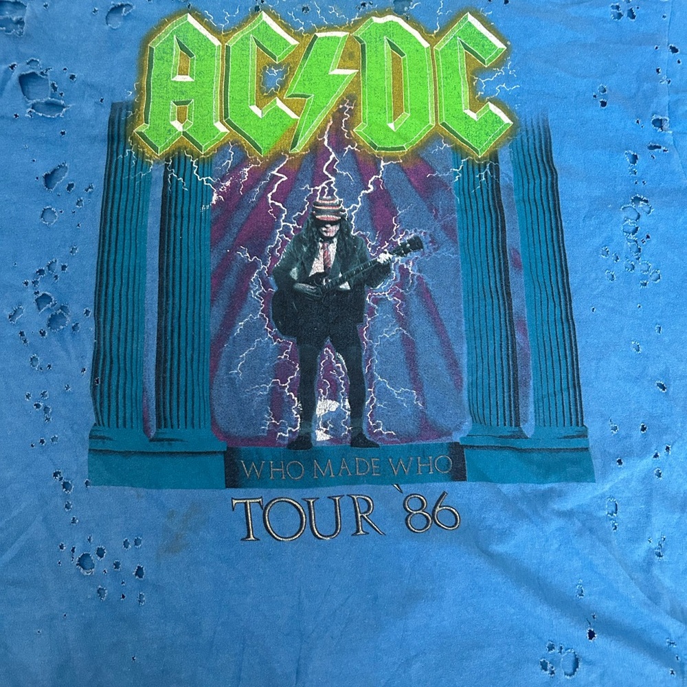 AC/DC Tour 86 Blue vintage oversized shirt - Picture 2 of 6